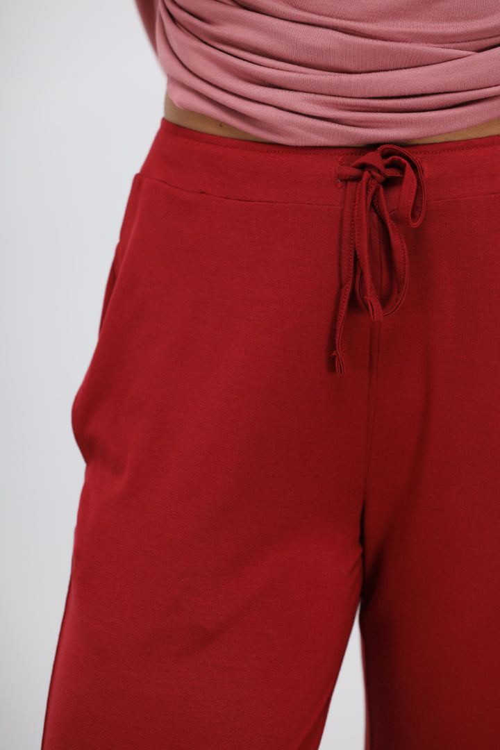 Rhubarb Modal Straight Lounge Pant with adjustable tie drawstring detail.