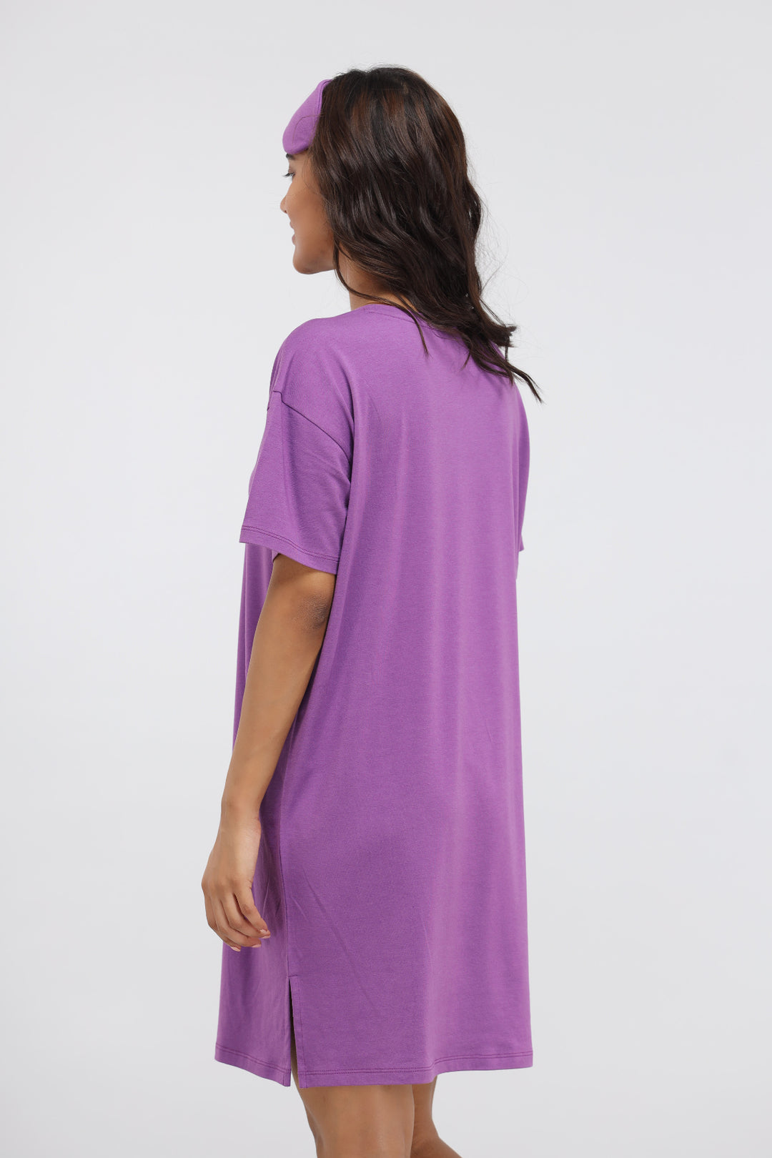 purple t-shirt dress Perfect Short-Sleeve Crewneck Tee Dress
