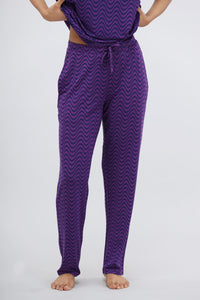 Purple wavy nightsuit pajama set for stylish sleepwear.