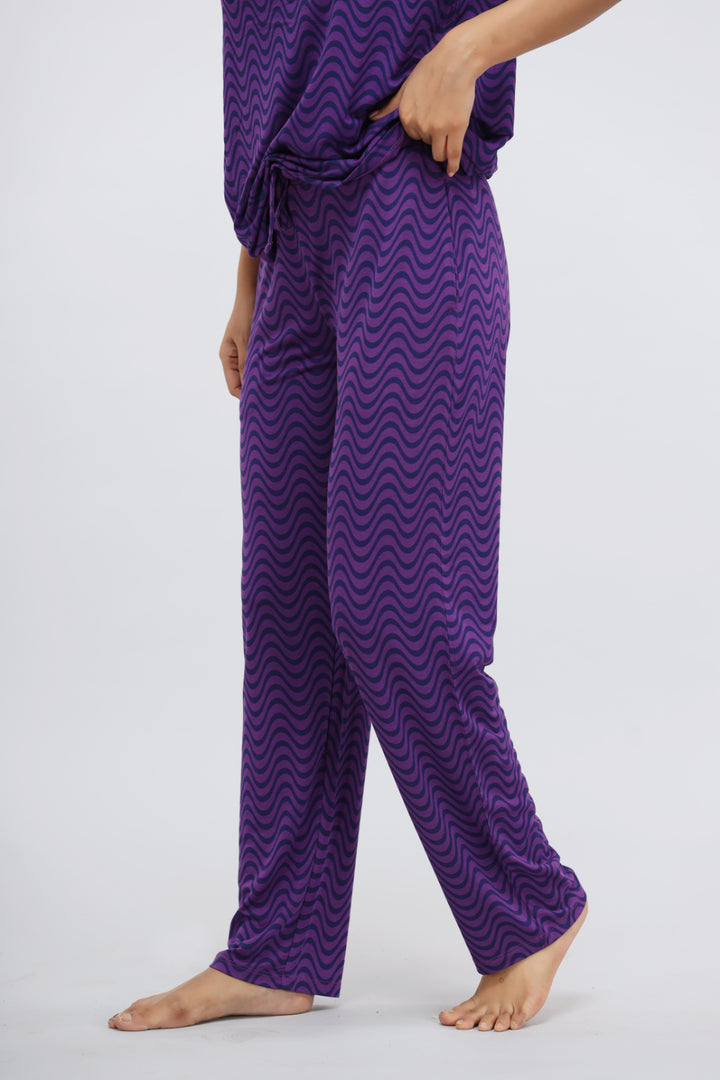 Purple Wavy Nightsuit Pajama