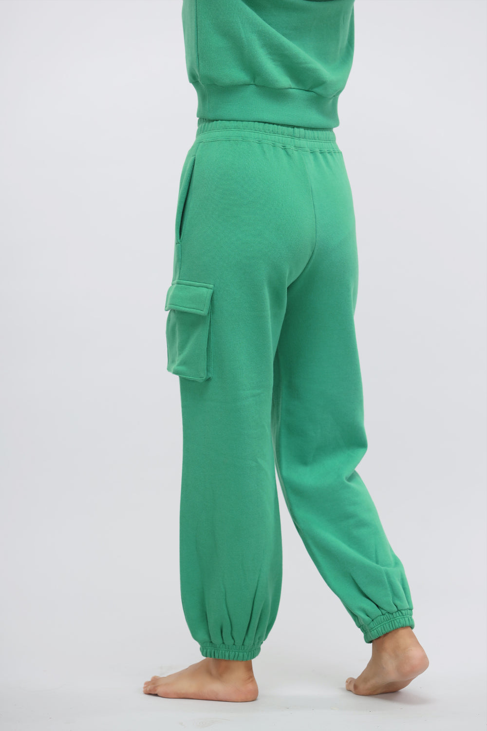 Green Bee Terry Jogger Pants with Patch Pocket
