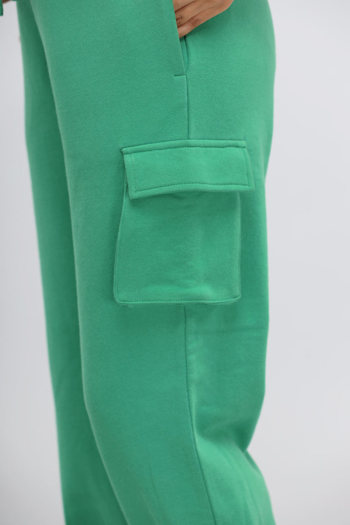 Green Bee Terry Jogger Pants featuring a stylish patch pocket.