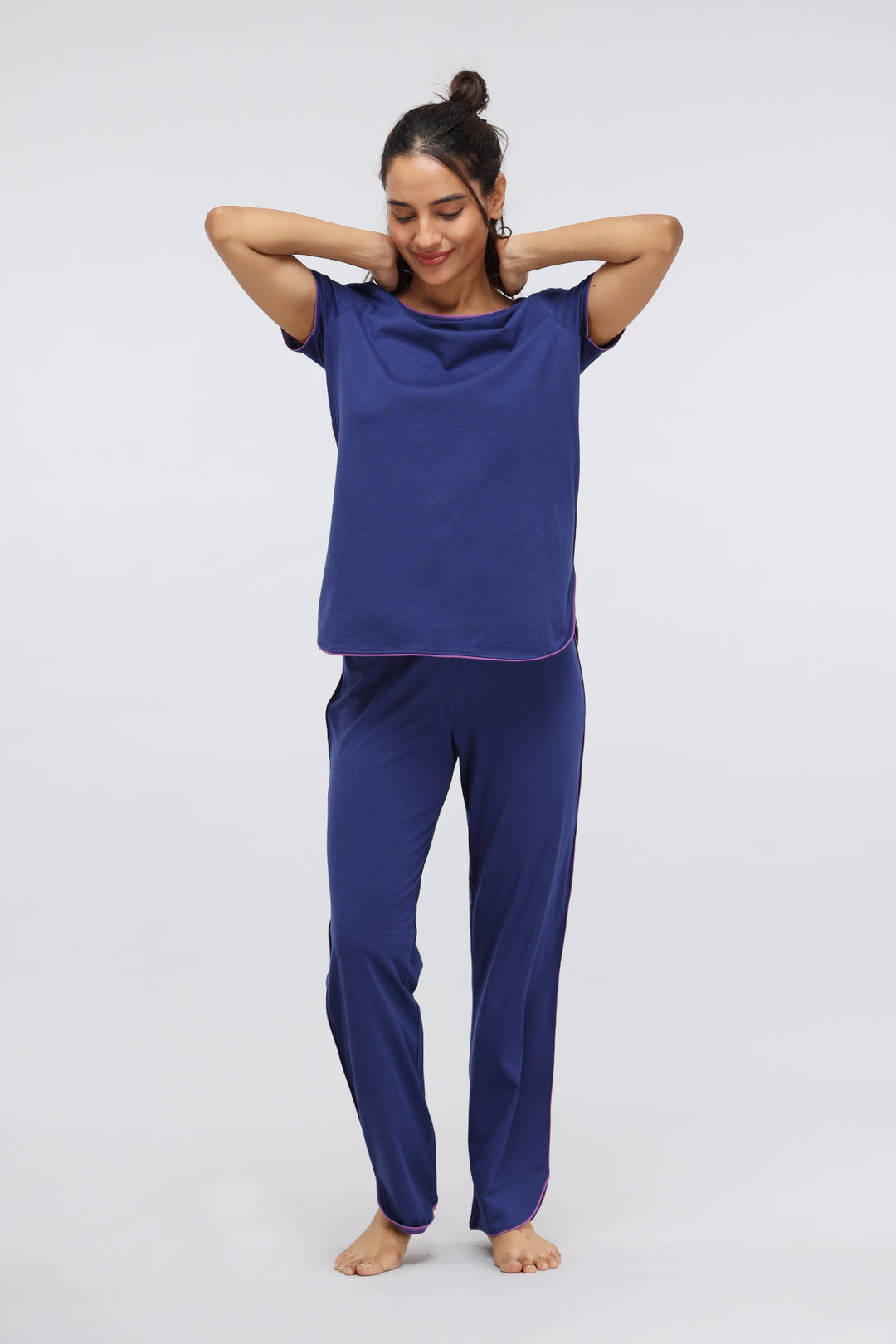 Functional Blue Piping Supima® Pajama Set
