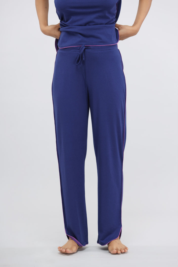 Functional blue Supima® piping lounge pants for ultimate comfort and style.