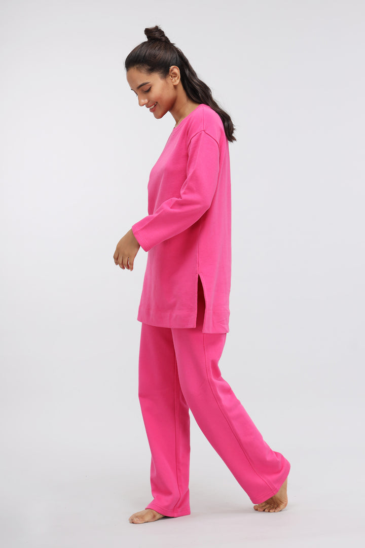 Pink Long Terry Pullover Set