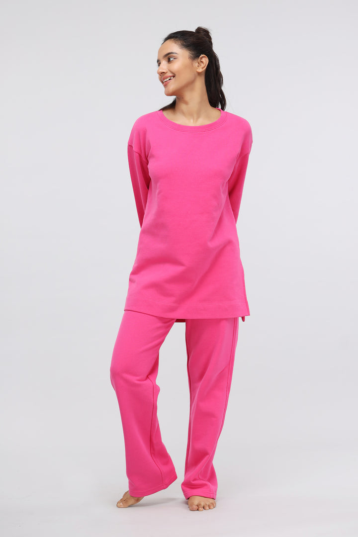 Pink Long Terry Pullover Set