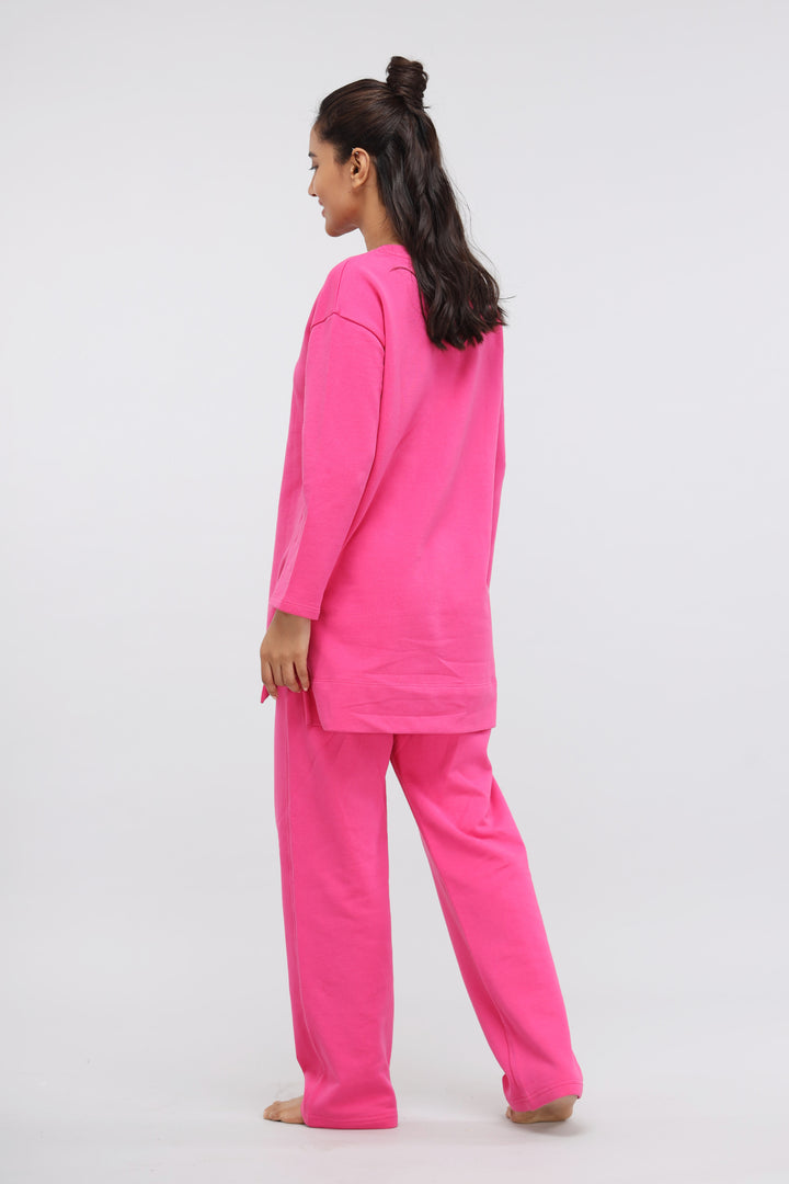 Pink Terry Straight Travel Pant