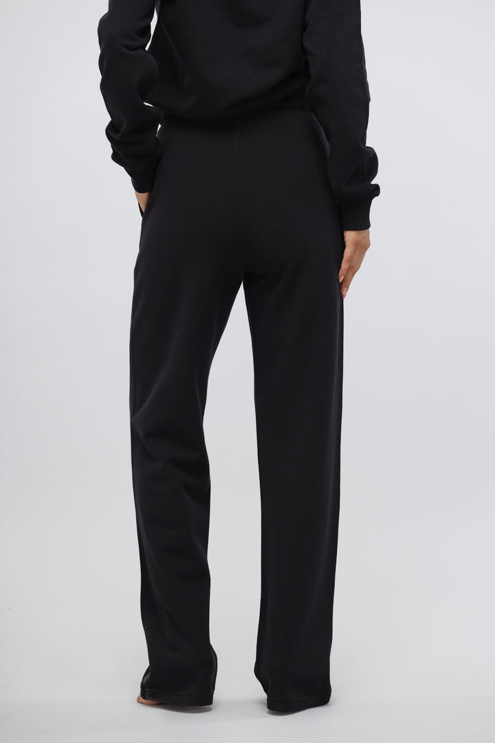 Jet Black Terry Straight Travel Pant