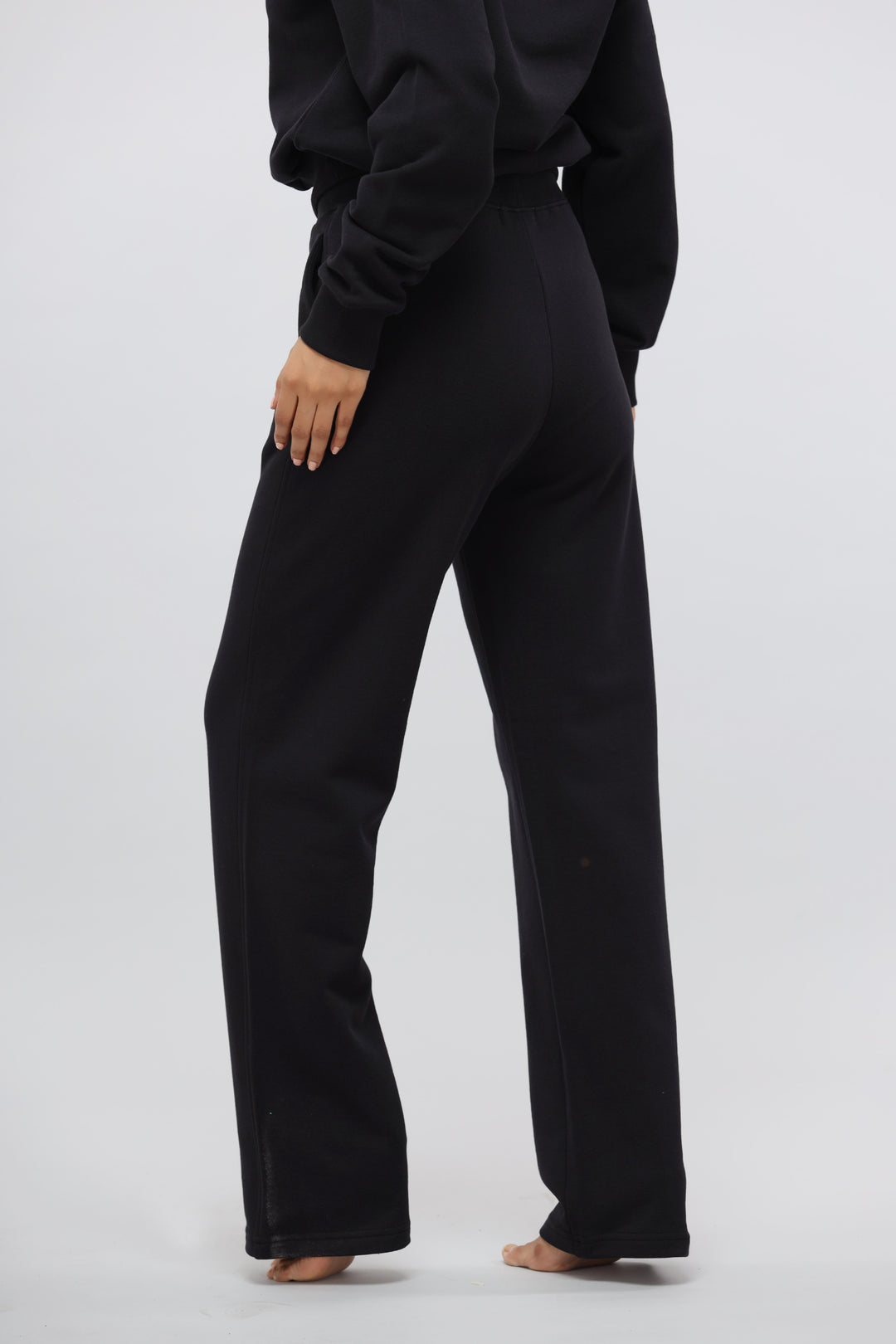 Jet Black Terry Travel Set featuring comfortable lounge pants for women.