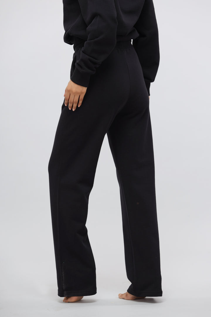 Jet Black Terry Travel Set featuring comfortable lounge pants for women.