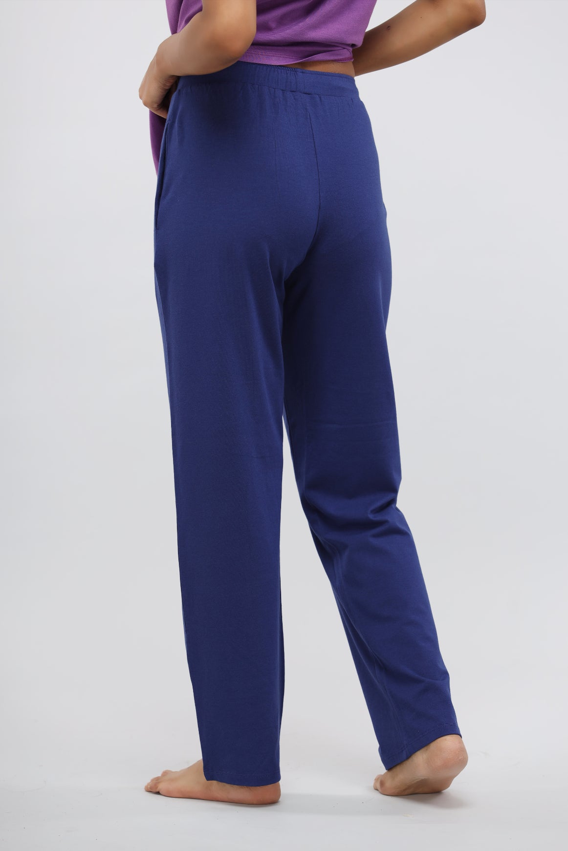 Blue Supima® straight lounge pants, comfortable and stylish for lounging.