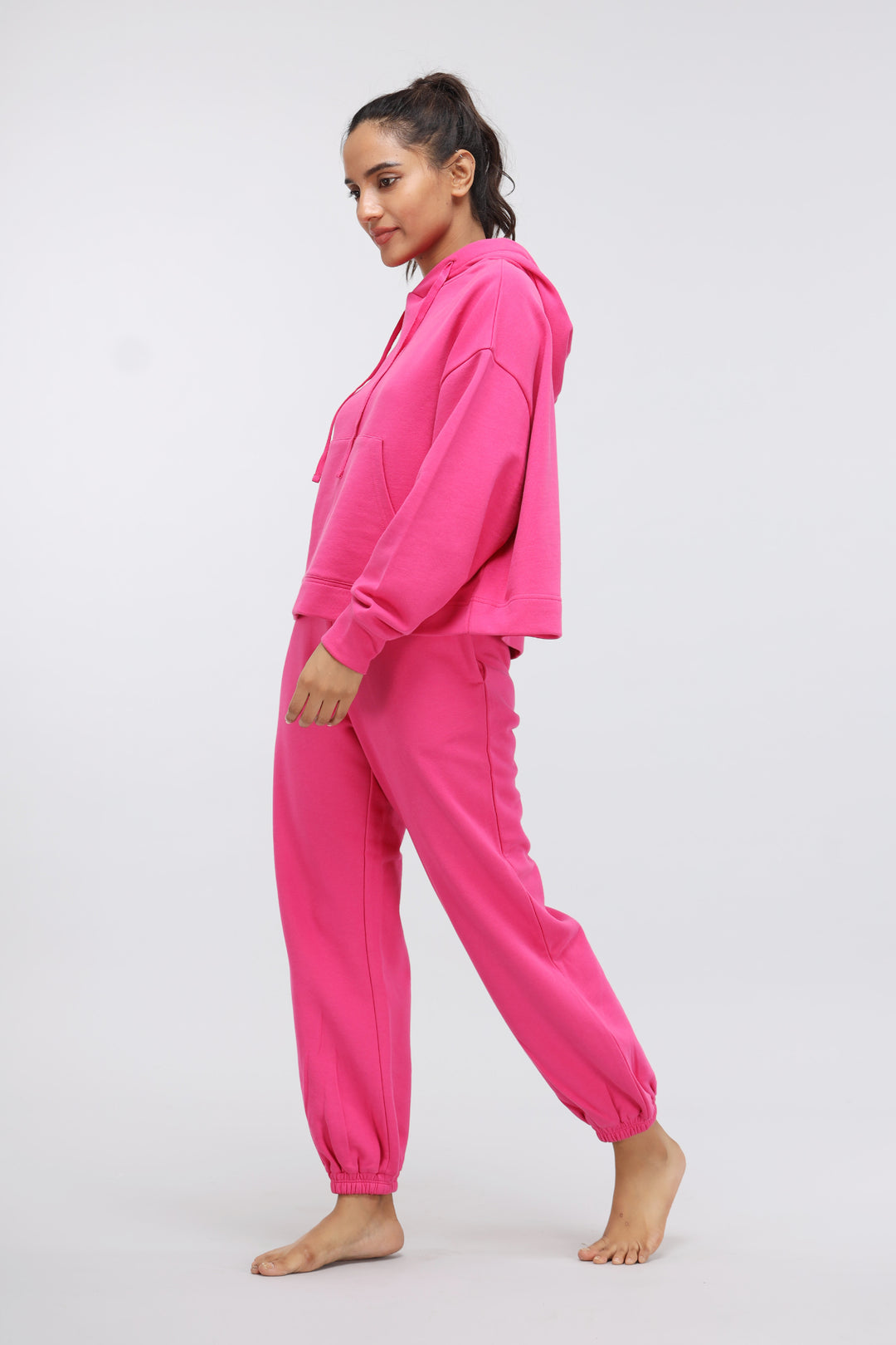 Pink Terry Relaxed Jogger set for comfortable casual wear.