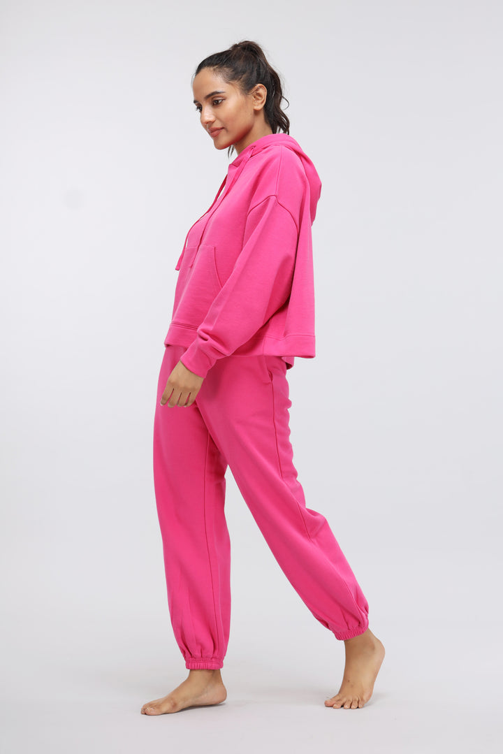 Pink Terry Relaxed Jogger set for comfortable casual wear.