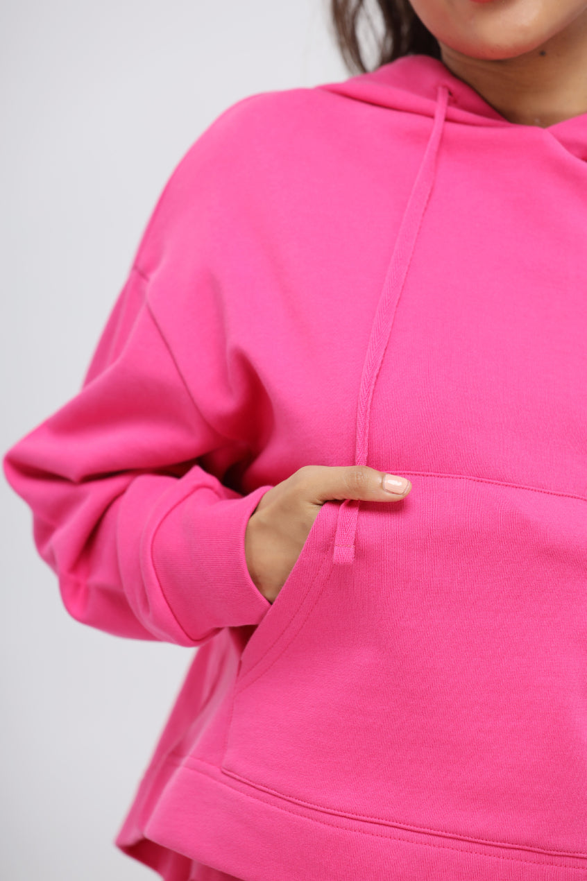 Pink Cotton Terry Hoodie Set