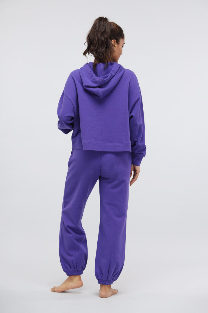 Deep Blue Terry Relaxed Jogger in purple, cozy and stylish women's loungewear.