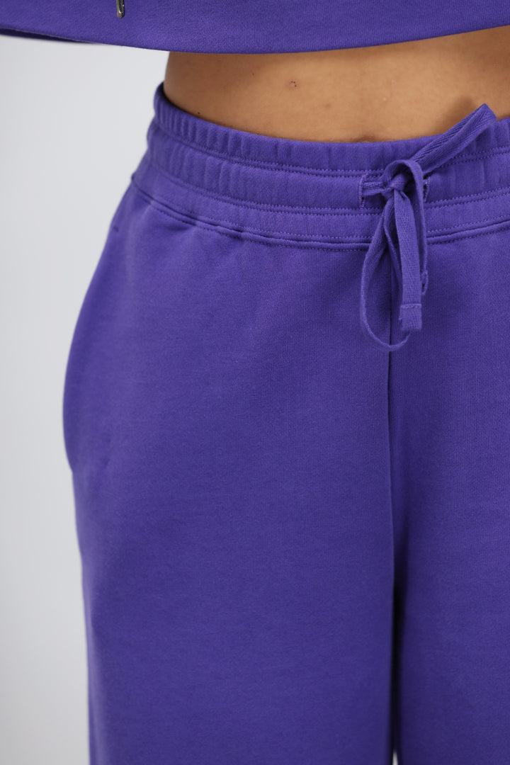 Deep Blue Terry Relaxed Jogger close-up of waistband and drawstring.