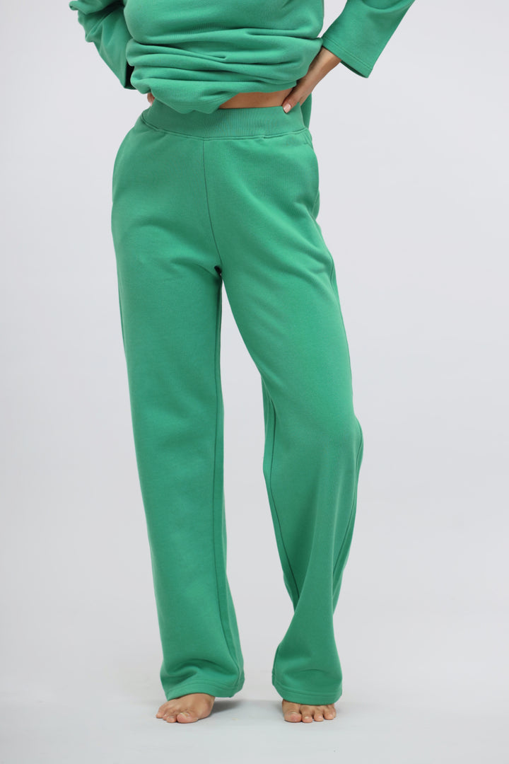 Green Bee Terry Straight Travel Pant, comfortable and stylish leisurewear.
