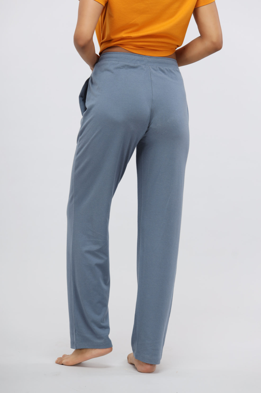 China Blue Supima® Straight Lounge Pant model viewed from the back.