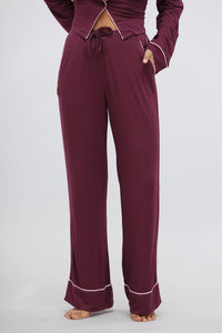 Wine Modal Piping Pajamas with stylish design and comfortable fit.