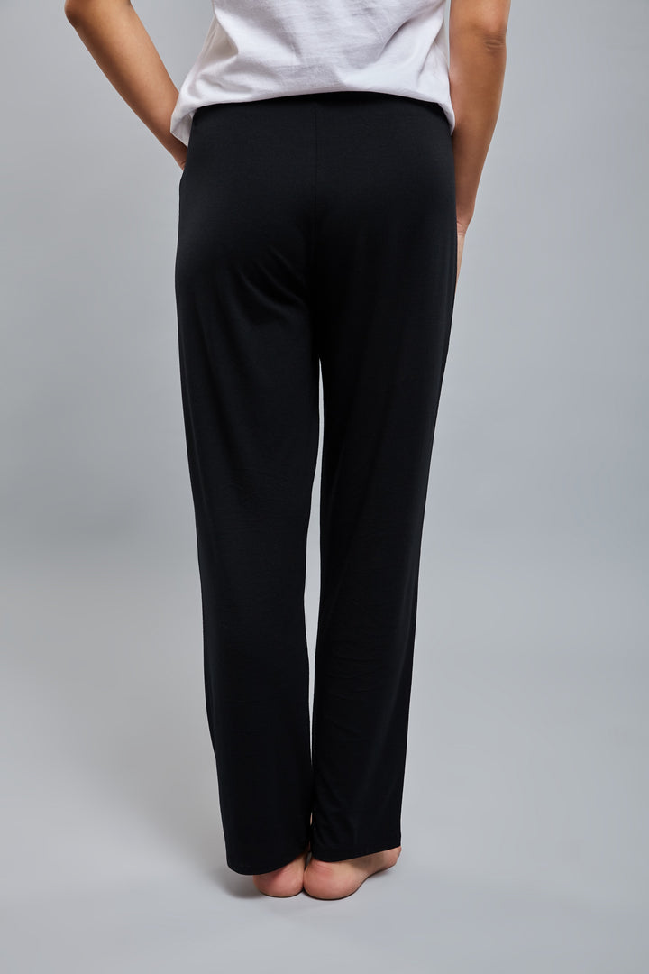 Back view of Lazy Lounge Pajamas in black with relaxed fit.