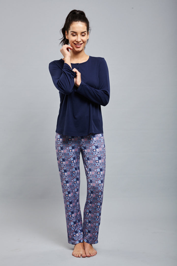 Classic Mosaic Pajama Set, featuring elegant design and comfortable fit.
