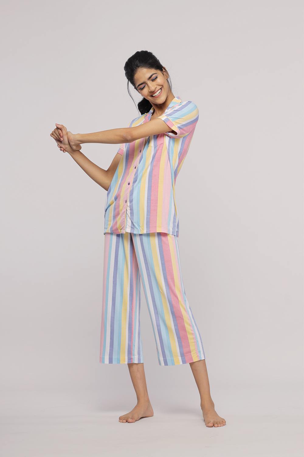 Pastel Stripe Capri Set