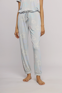 Starlit cuffed pajamas with star patterns in soft fabric.