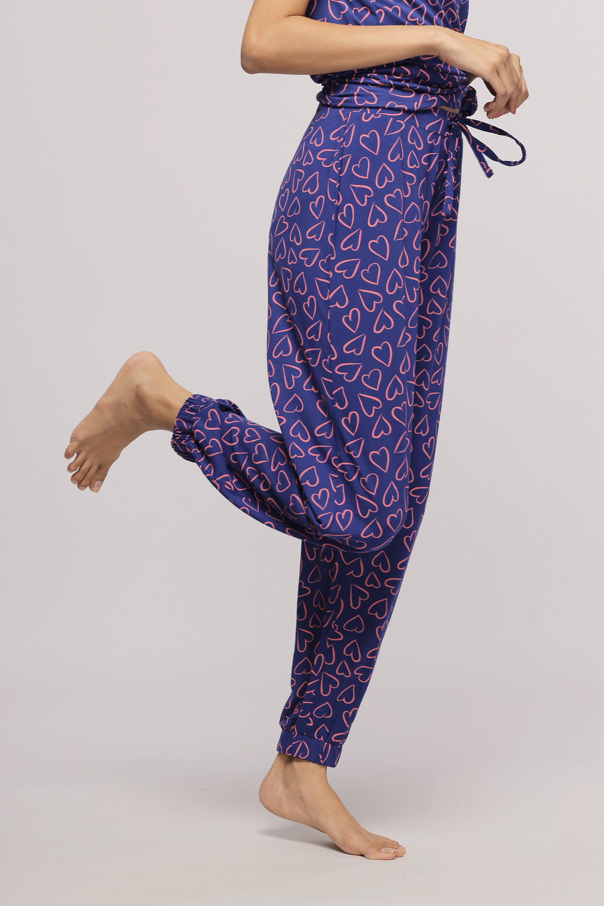 Sweetheart Pajamas with heart print, trendy and comfortable loungewear.
