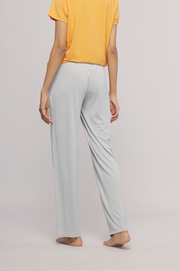 Zen Grey Straight Pajama Set with a relaxed fit and soft fabric.