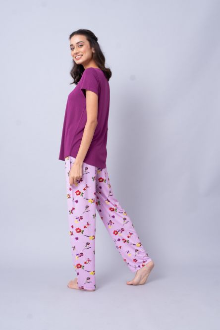 Winter Romance Pajama Set in floral print, comfortable and stylish for lounging.